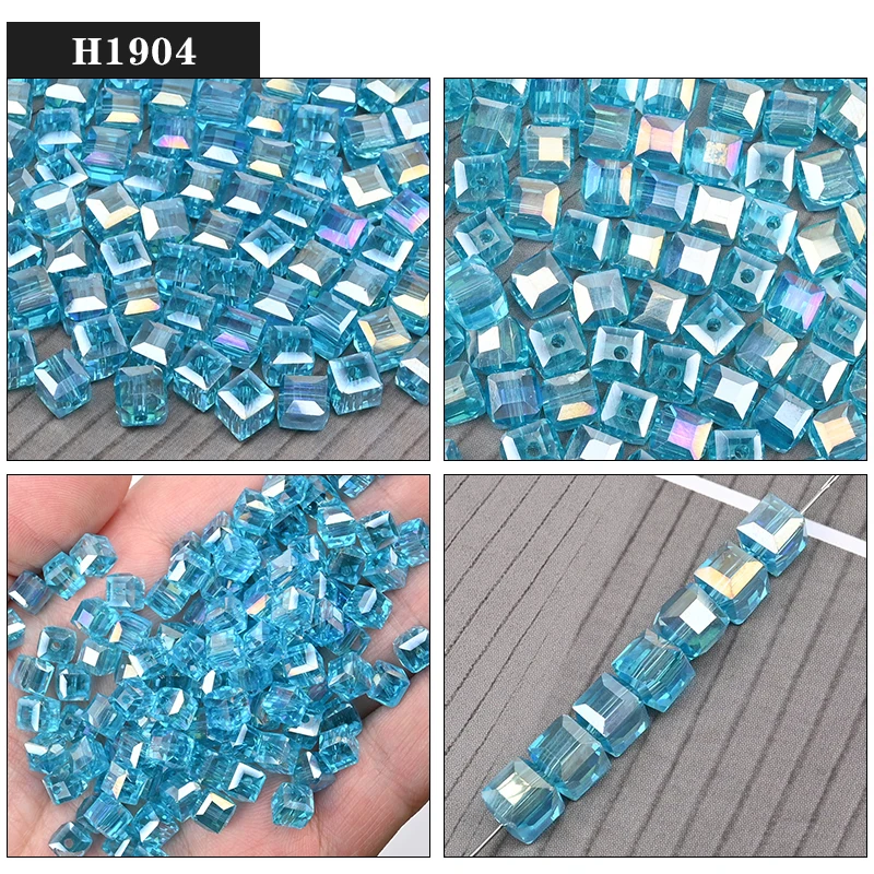Cezch 8mm Cube Glas Perlen Einfarbig Galvanisieren Kristall Perlen Faceted Spacer Lose Perlen für Halskette Ohrring Schmuck Machen – Detail 9