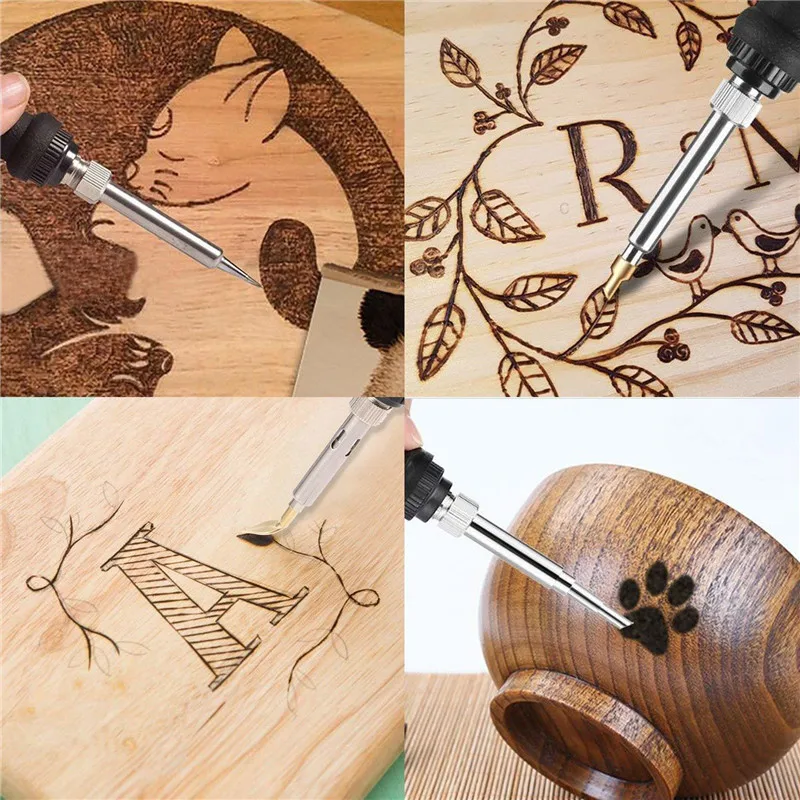 37Pcs pyrography wood burning kit For Beginners, Adjustable Professional wood burner pen Tool and Accessories, woodburning Embos 4
