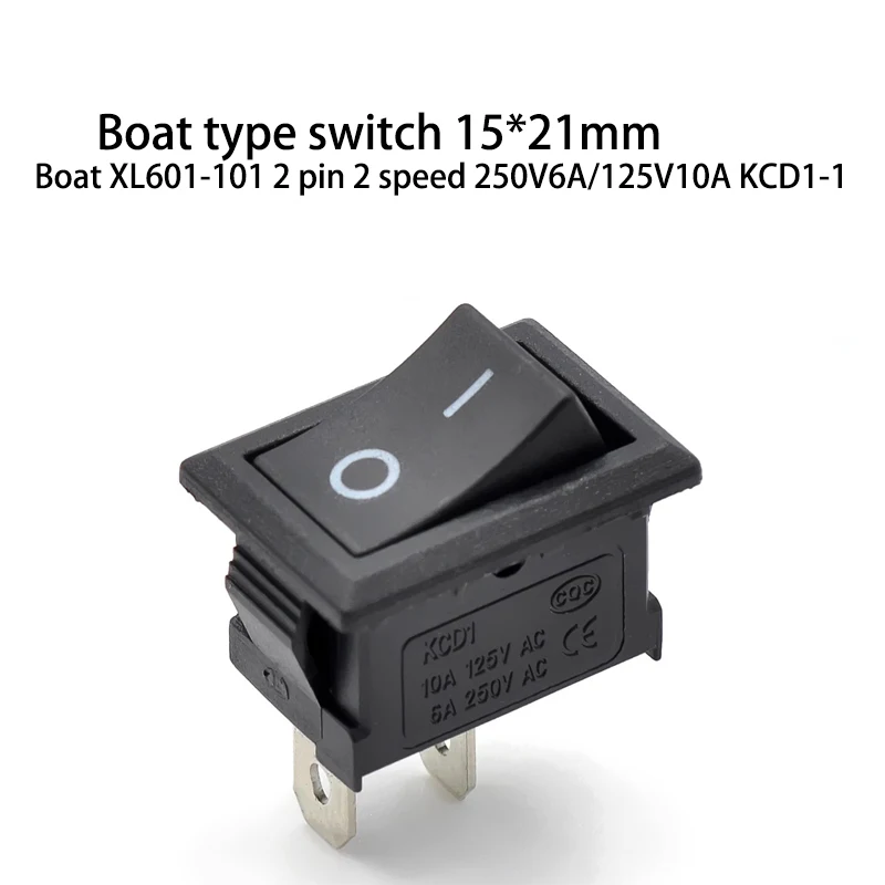 10 teile/los Wippschalter 15*21mm Schiff Typ Druckschalter XL601-101 2Pin 2-gang 250V6A/125V10A KCD1-1 – Detail 2