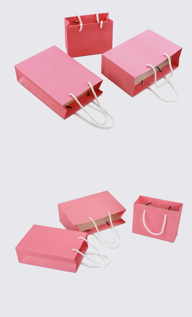 50pcs custom print large boutique elegant luxury pink small jewelry gift wrapping shopping paper bags with your own logo 6 Sc378d18f9b614cd6a438012a59c4e0df9