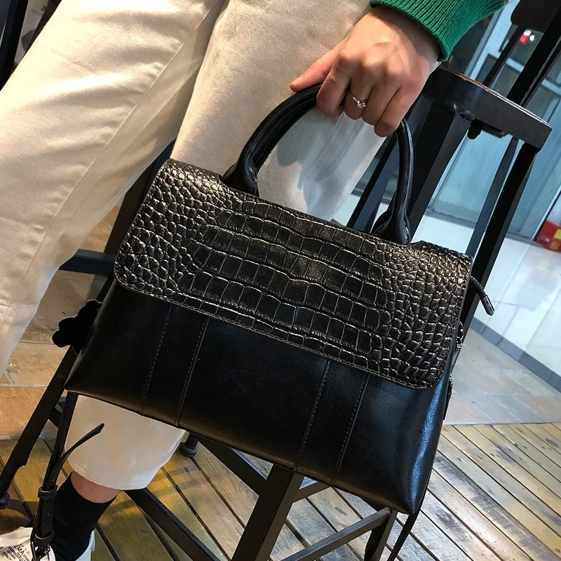 Женская сумка-тоут из натуральной воловьей кожи, в стиле ретро