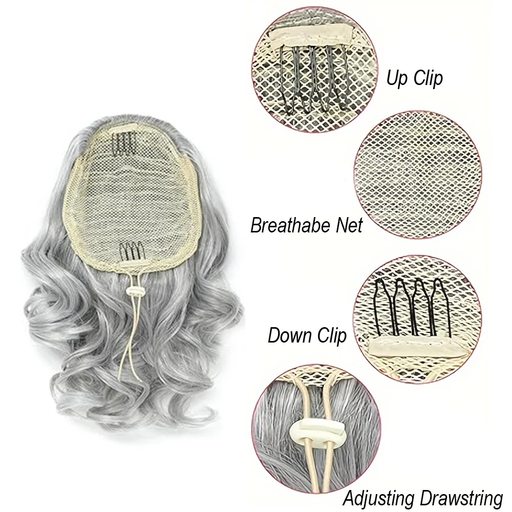 Synthetic Drawstring Ponytail Extensions Short Loose Wavy Ponytails Hair Extensions Women Daily Use clip in ponytail hair extension,synthetic ponytail,synthetic hair accessories,clip in ponytail extensions