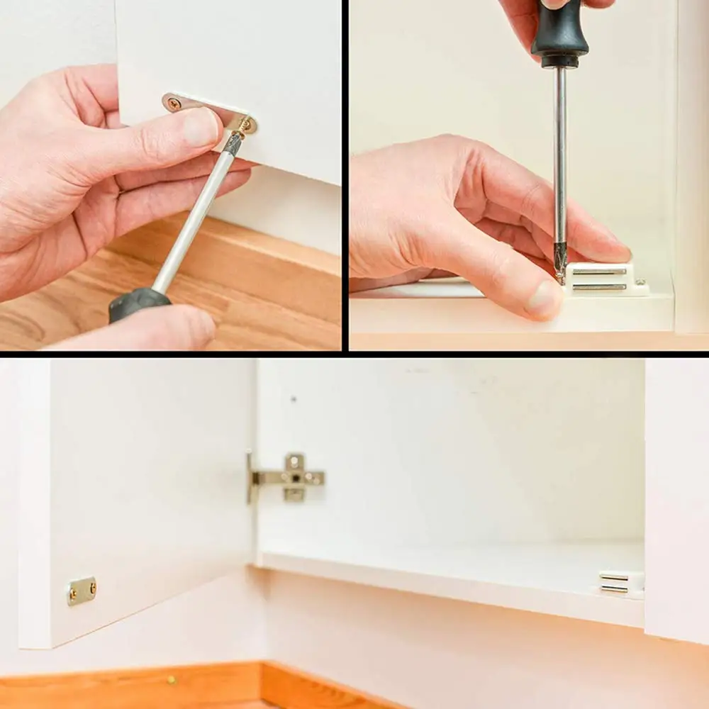 12-Piece Set of White Magnetic Cabinet Door Latch Closures - Durable, Strong Hold