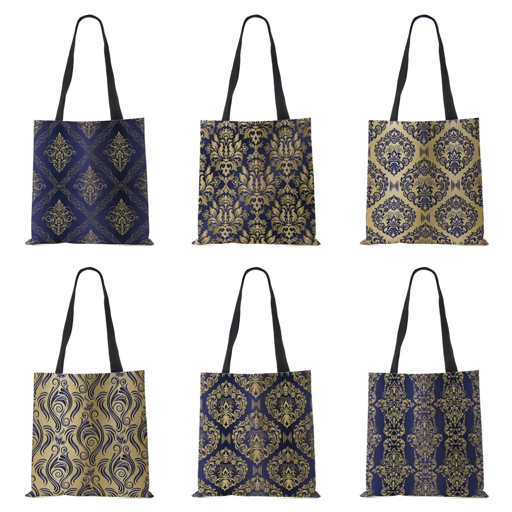 

Vintage Print Women Shoulder Bag Letter Reusable Shopper Tote Bag Simple Harajuku Canvas High Capacity Folding Storage Handbag