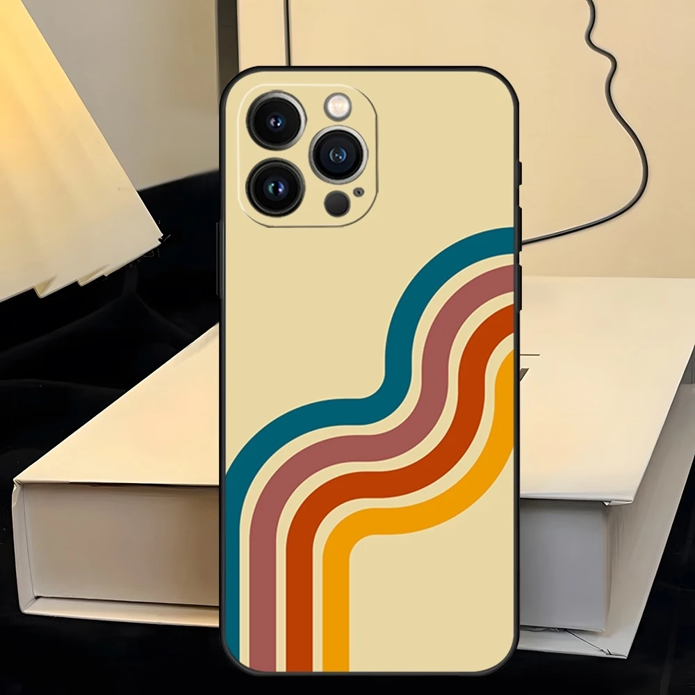 Retro Stripes Pattern Shockproof Silicone Phone Case Cover
