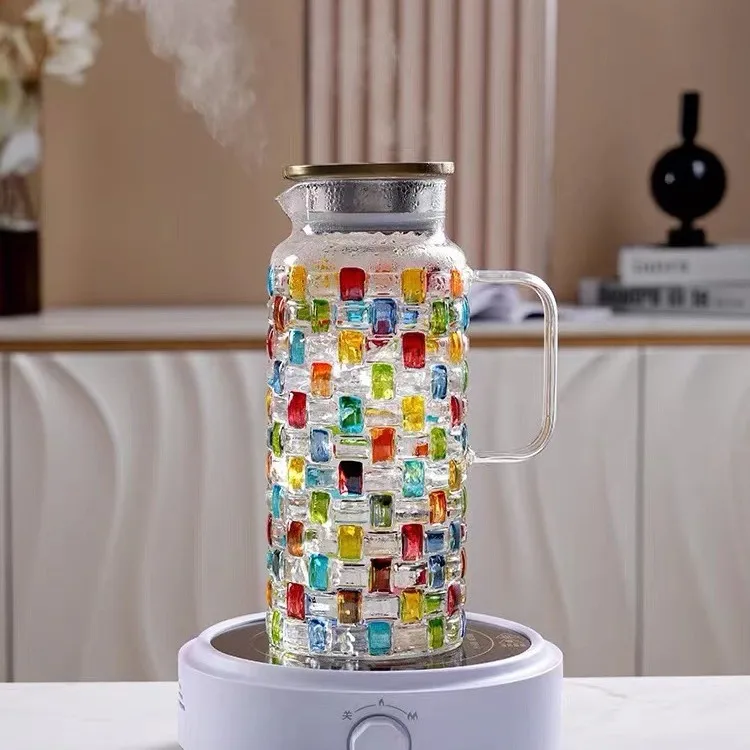 Cold kettle glass, high temperature resistance, high value packaging, cool white boiled water, large capacity tea bottle