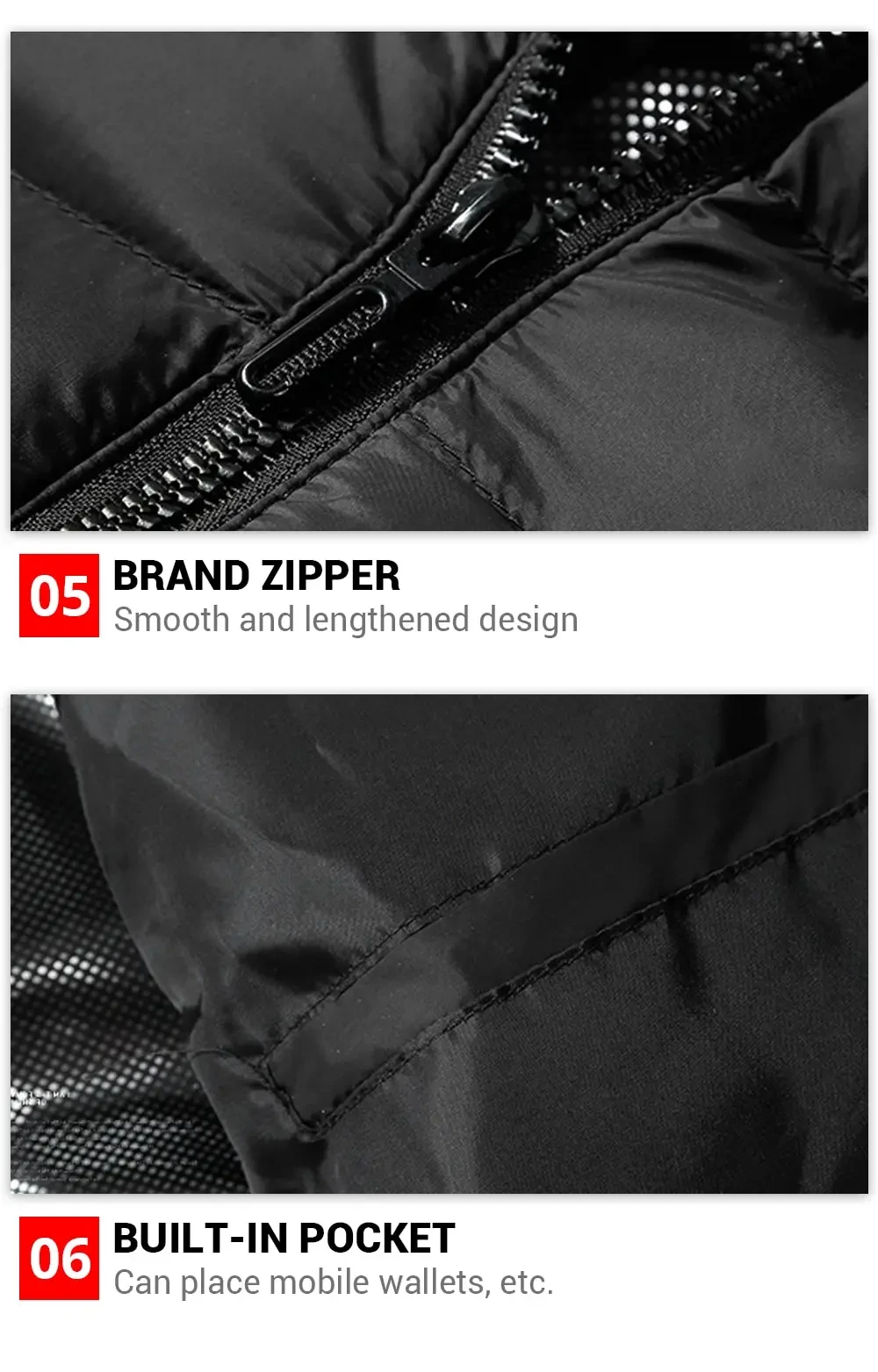 Description Picture 5 of item21 Areas Heated Cotton Clothes Jacket USB Heating Jacket Warm Snowfield Heated Vests Coat Hunting Hiking Camping Winter S-6XL