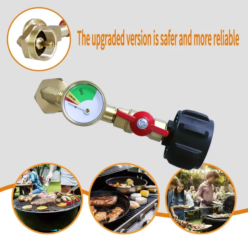 Propane Adapter with Brass Gas Pressure Gauge ON-off Control Valve for QCC1