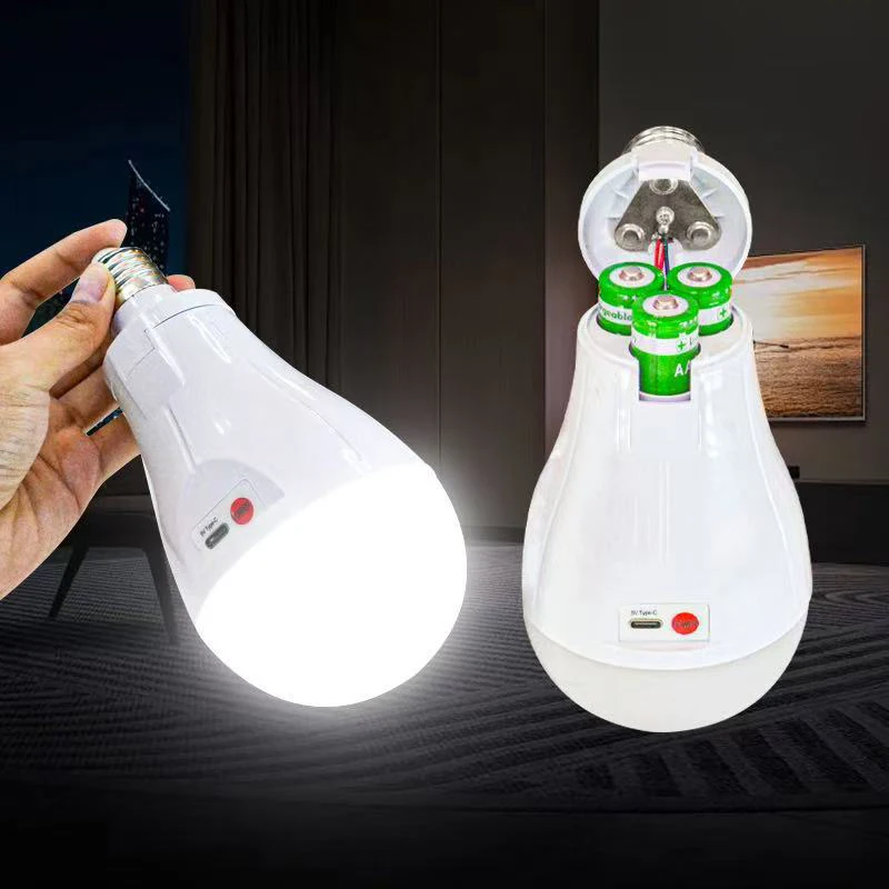 새로운 깜박임 없는 LED 전구 조명 휴대용 20w 분리형 듀얼 배터리 비상 전구 가족 캠핑 전구 정전 비상용
