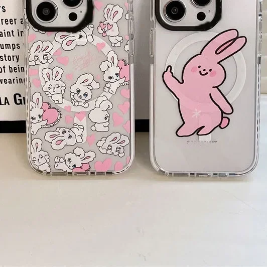 MagSafe Acrylic Rabbit Phone Case Cover for IPhone 12 13 14 15 Pro Max Case for IPhone 15 Pro Max