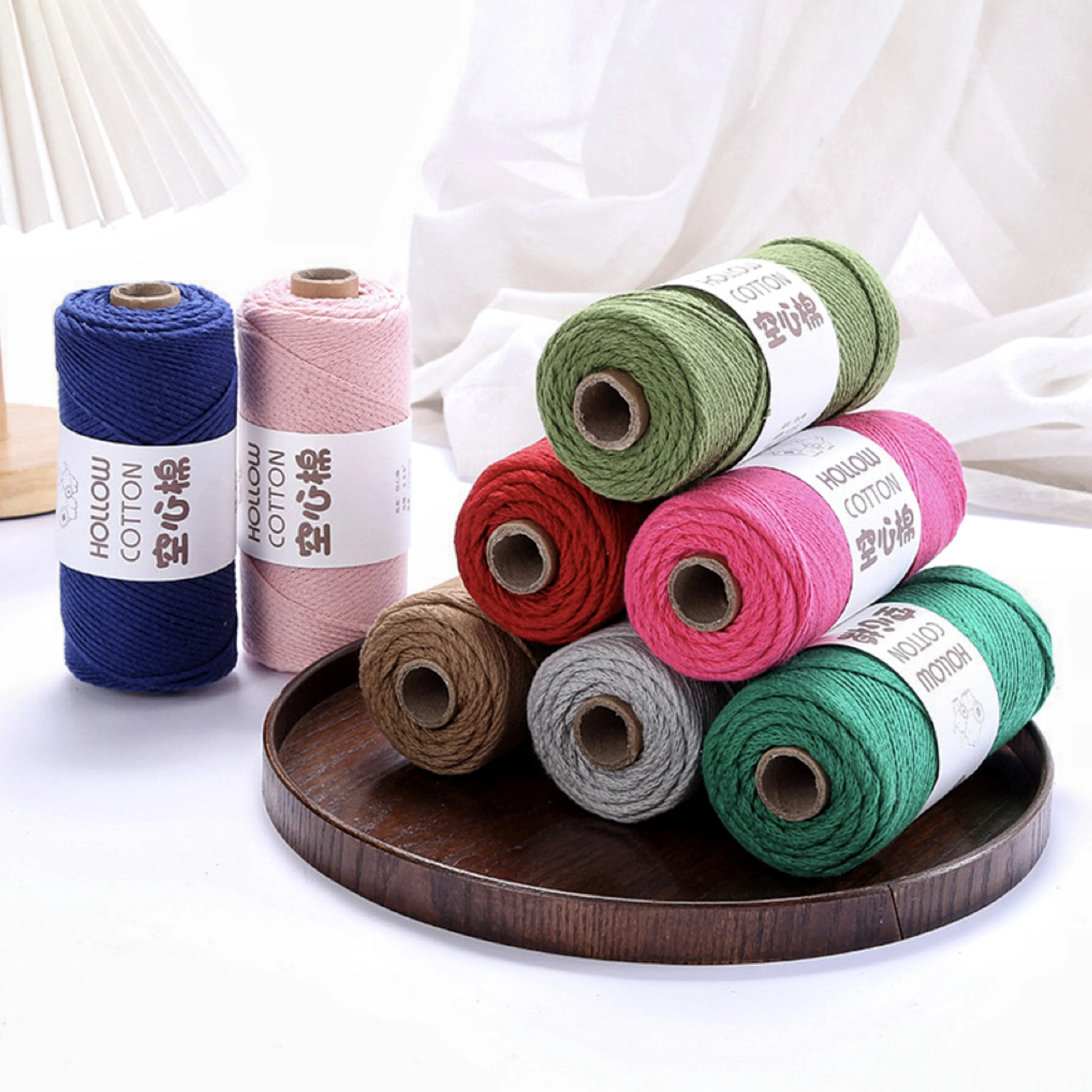1Pc 150g 2mm hollow Yarn For crochet round hand Knitting Yarn bag cushion mat Crocheting Yarn DIY hat shoe Line amigurumi Thread 2