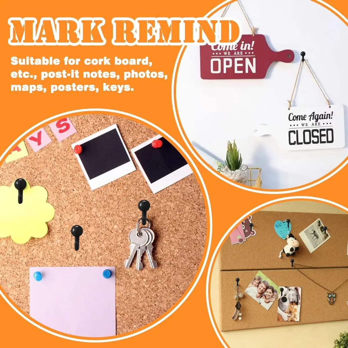 Creative Push Pin Hooks Thumbtack Hooks Decorative Thumb Tacks Hook Back Push Pins For Cork Board Bulletin Board 50Pcs