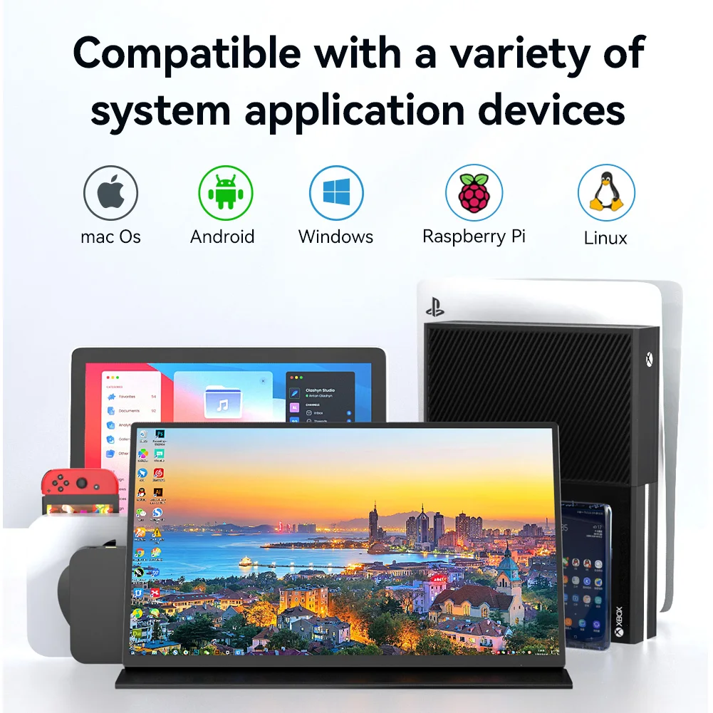 Portable Monitor Touch Gaming 18.5 inch SRGB FHD 60Hz External Display Screen For Cell Phone Laptop PC XBox PS4/5 Switch