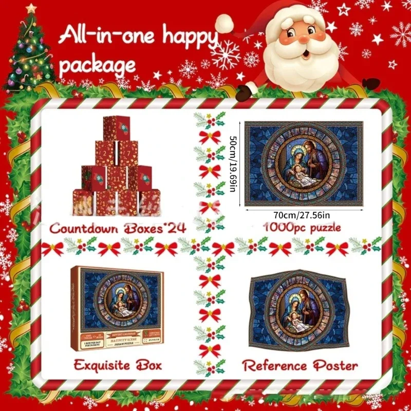

Christmas Countdown Jigsaws Puzzle Advent Calendar Nativity Scene 24 Days Countdown to Christmas Advent Calendar for Kid