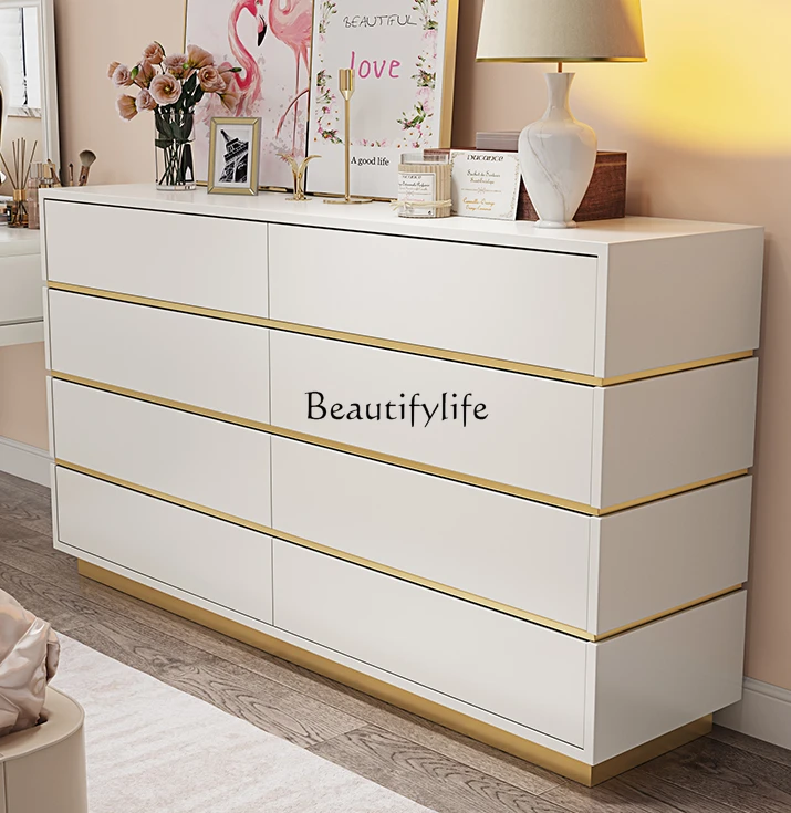 

Light Luxury Solid Wood Bedroom Storage Chest of Drawers Living Room Eight Buckets Cupboard Drawers Locker
