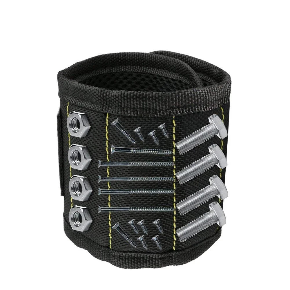 

Magnetic Wristband 3 Rows Strong Magnets Adjustable Magnetic Wrist Band For Holding Screws,Nails,Drill Bits And Small Tools