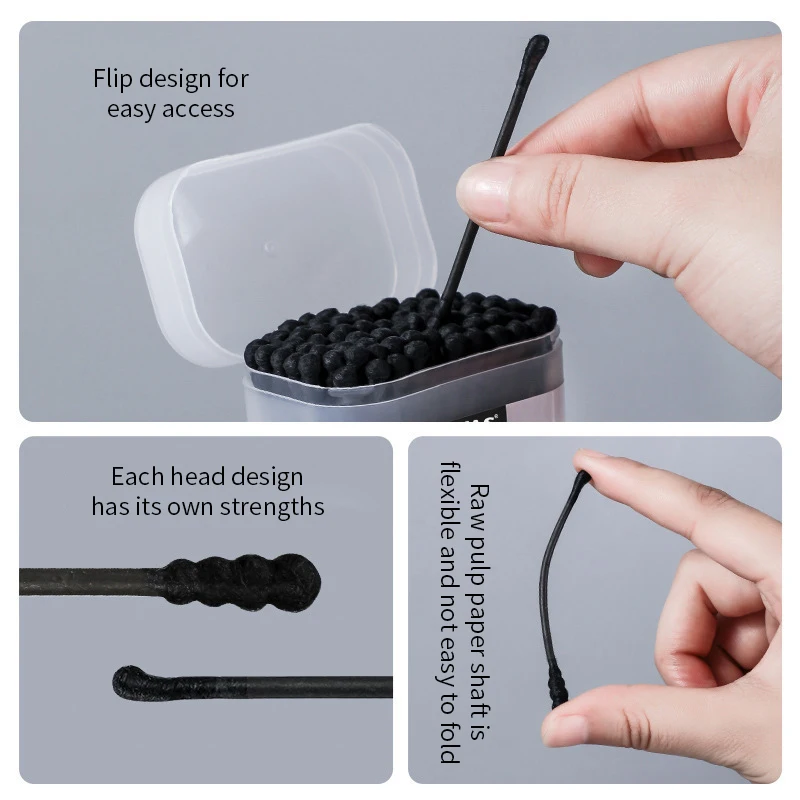 Cotton Swabs Disposable Cotton Swabs Dual-ended Dual-use 2-in-1 Ear Spoons Cosmetic Household Cleaning Ear Hollowing 100pc