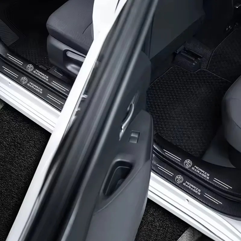 Leather Carbon Fiber Car Door Sill Protector Strip (1/4/5 Pieces)
