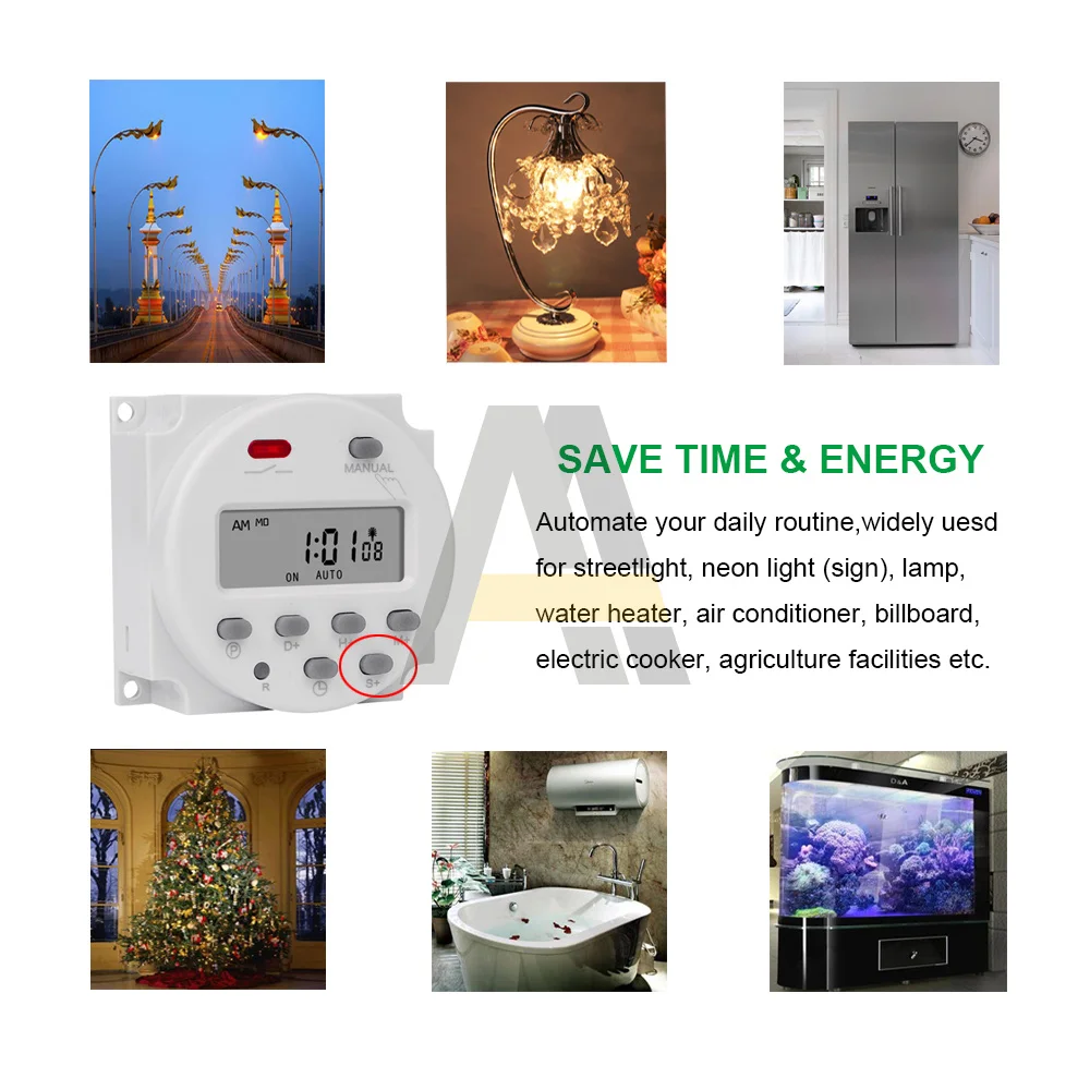 5V 12V 24V 110V 220V Digital LCD Timer Switch 7 Days Weekly Programmable Time Relay Programmer 50/60hz 1 Second Interval CN101S 5