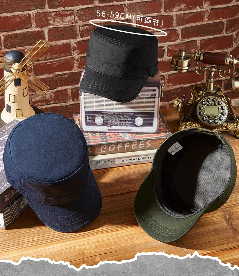 58 60 62 cm Retro-Baseballmütze für Herren, Flat-Top-Kadettenkappe, Damen, einfarbig, Schwarz, Alltagskleidung, Visier, große Größe, Outdoor-Sonnenkappe, verstellbar – Detail 12