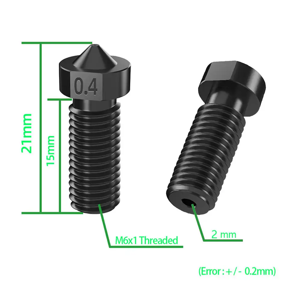 4Pcs 3D Printer Hardened Steel Volcano Nozzles Hardened Volcano Nozzle For E3D V6 Volcano M6 1.75mm PLA image 6