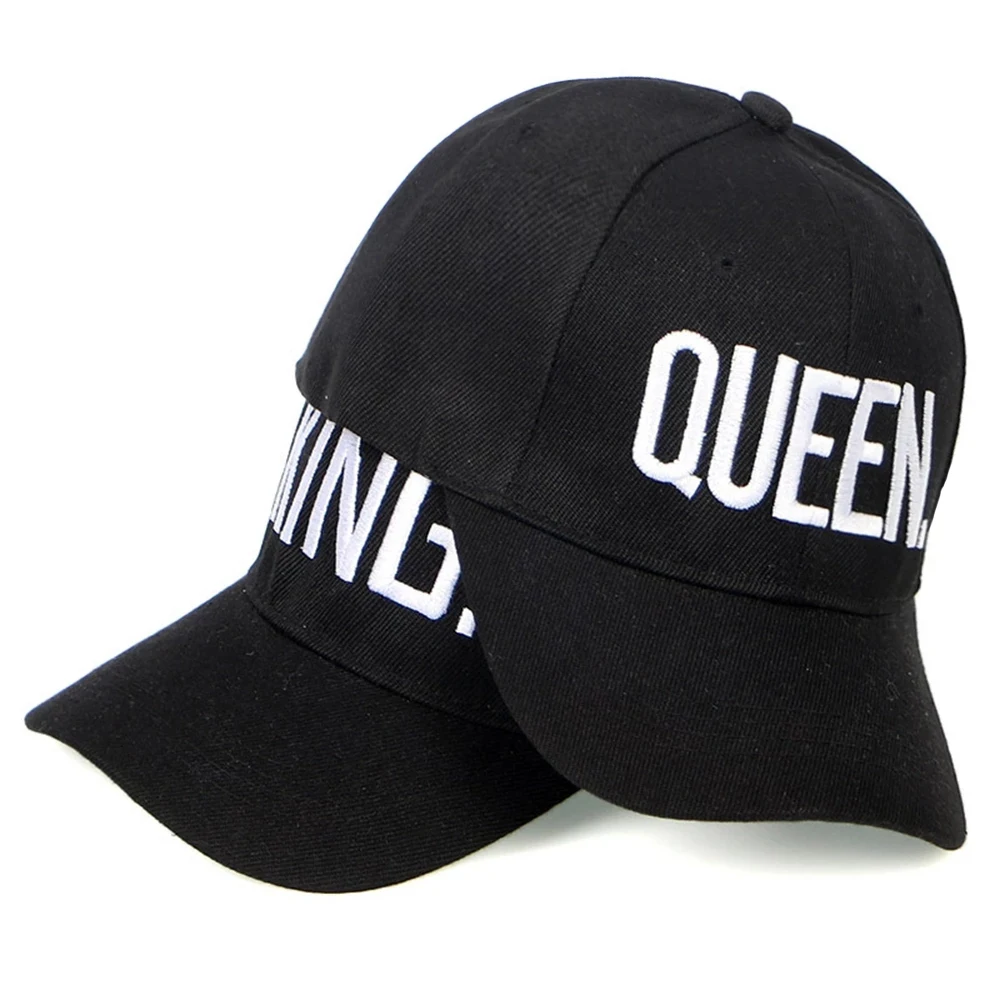 New Women's Letter Embroidered Baseball Cap King and Queen Snapback Hats Couple Hip Hop Style Hats Outdoor Casual Cotton Sun Hat 2
