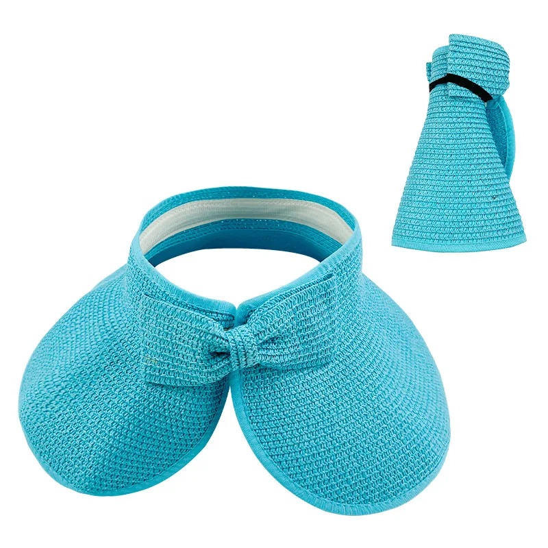 New Women Summer Visors Hat Foldable Sun Hat Wide Large Brim Beach Hats Straw Hat Chapeau Femme Beach UV Protection Cap