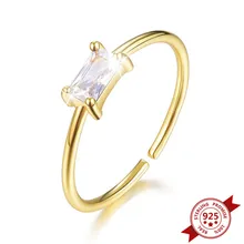 

YUXINTOME 24k Gold Plated Silver Rainbow Adjustable Rings Slimlight Luxury Women Square Zircon CZ Jewelry in 2022 Fashion Gift