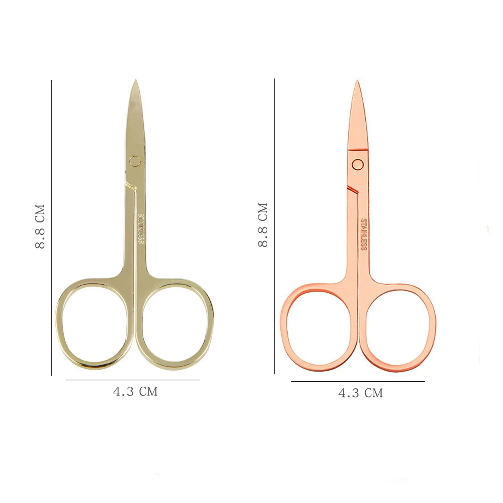 1Pcs stainless steel Eyebrow Scissor Electroplated Rose Gold Mini scissors Makeup Eyelash Trimmer Facial Beauty Scissors 2