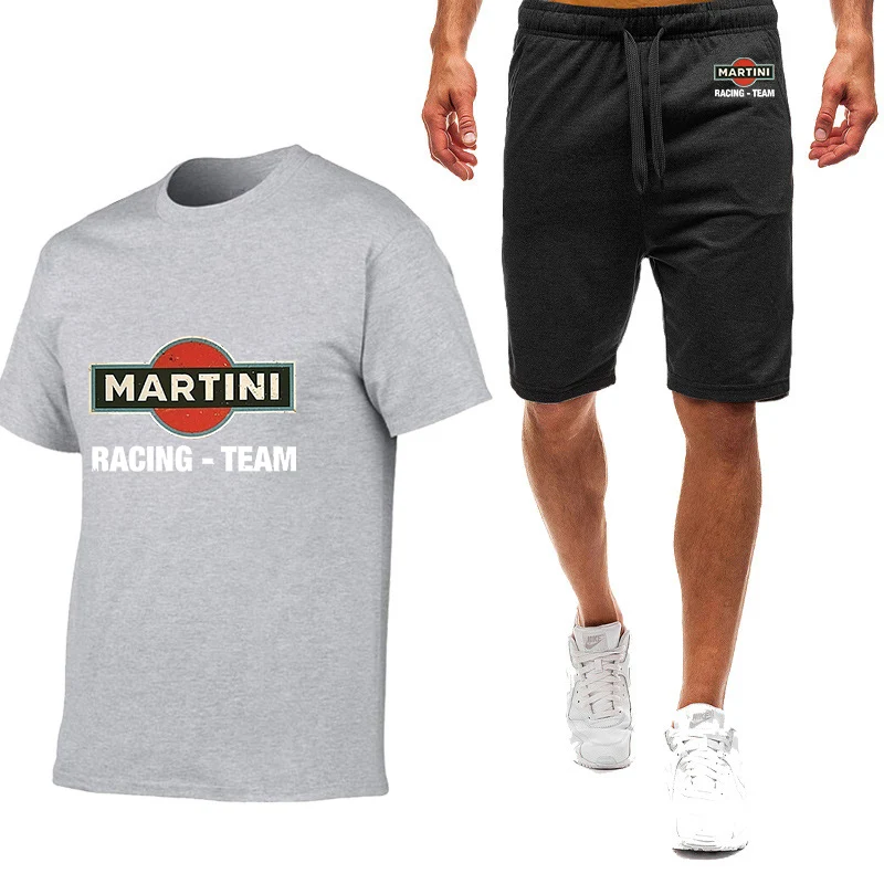 Martini Racing Printed Mens Short Sleeve Summer Mens Harajuku Style T-Shirt High Quality Cotton T Shirts Shorts Suit Sportswear
