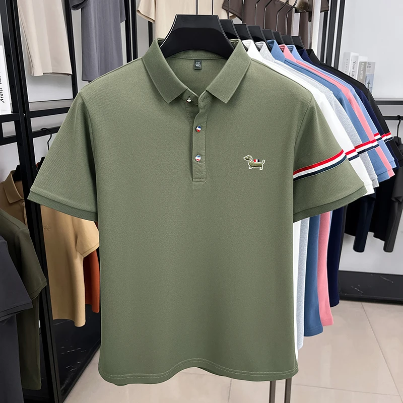 【CPGN STUDIO】Sunset Puppy Embroidery Short Sleeve T-shirt Fashion puppy embroidery men's short sleeve polo shirt