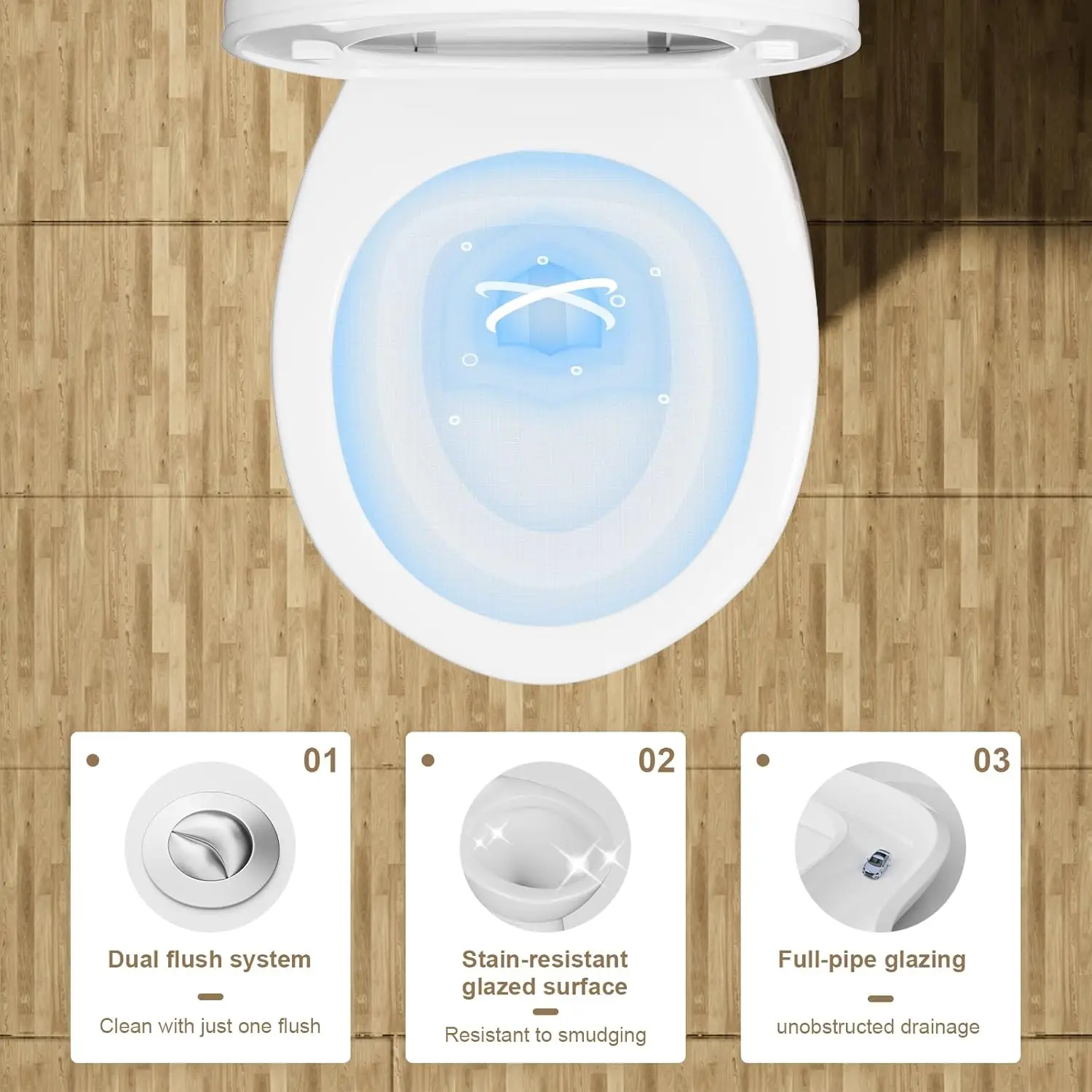 Rear Outlet Toilet With 19 Inch Tall Toilet Bowl & Tank, High Toilets For Seniors With Rear Discharge-Includes Extension Pipe 5