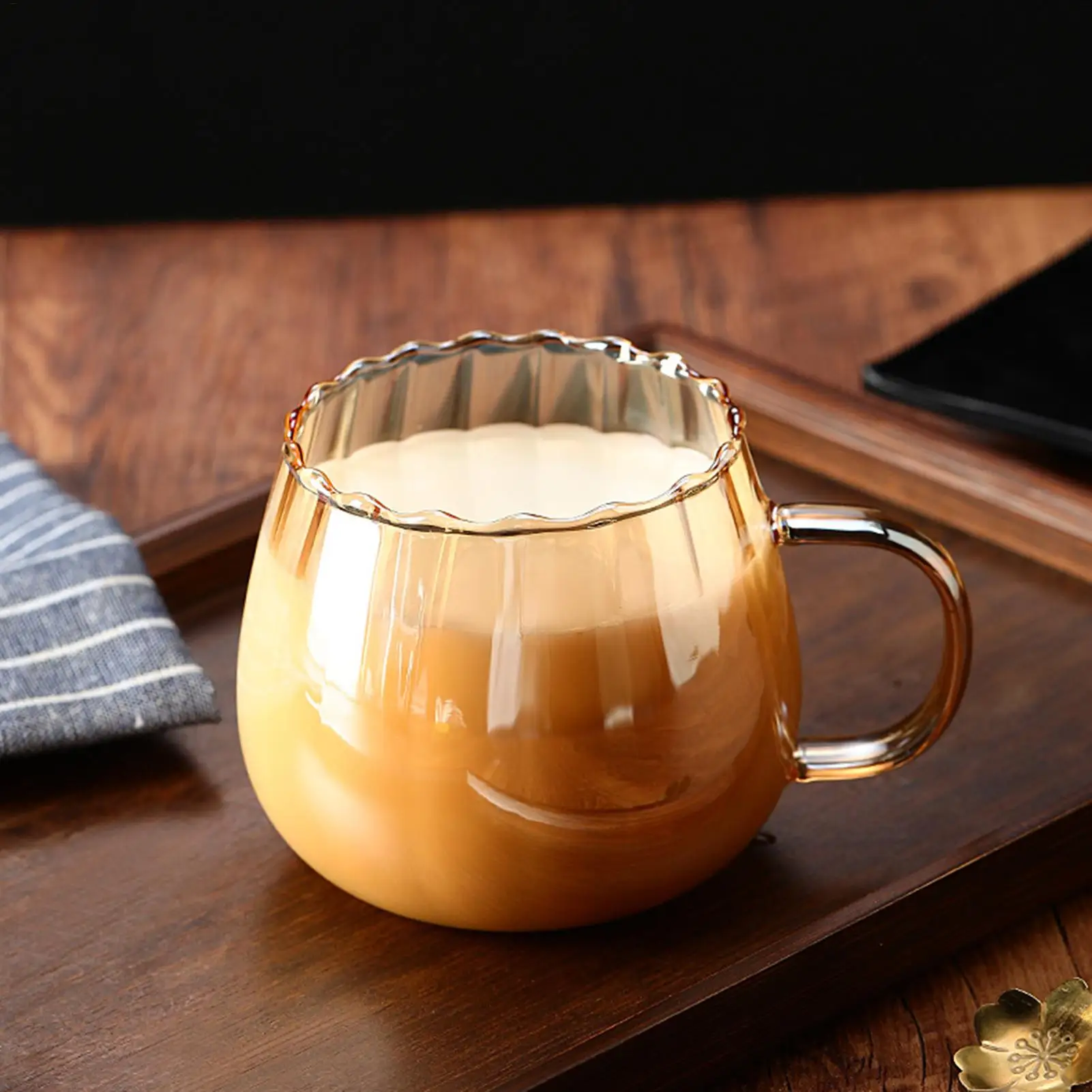 1pc Pumpkin Glass Mugs 400ML Drinking Glass Cups Multi-Functional Novelty Coffee Mugs For Milk Soda Water Hot Coffee Milk Tea