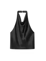 Women Fashion Satin Flowing Halterneck Tank Tops Sexy Backless With Button Female Camis Mujer - Image 4