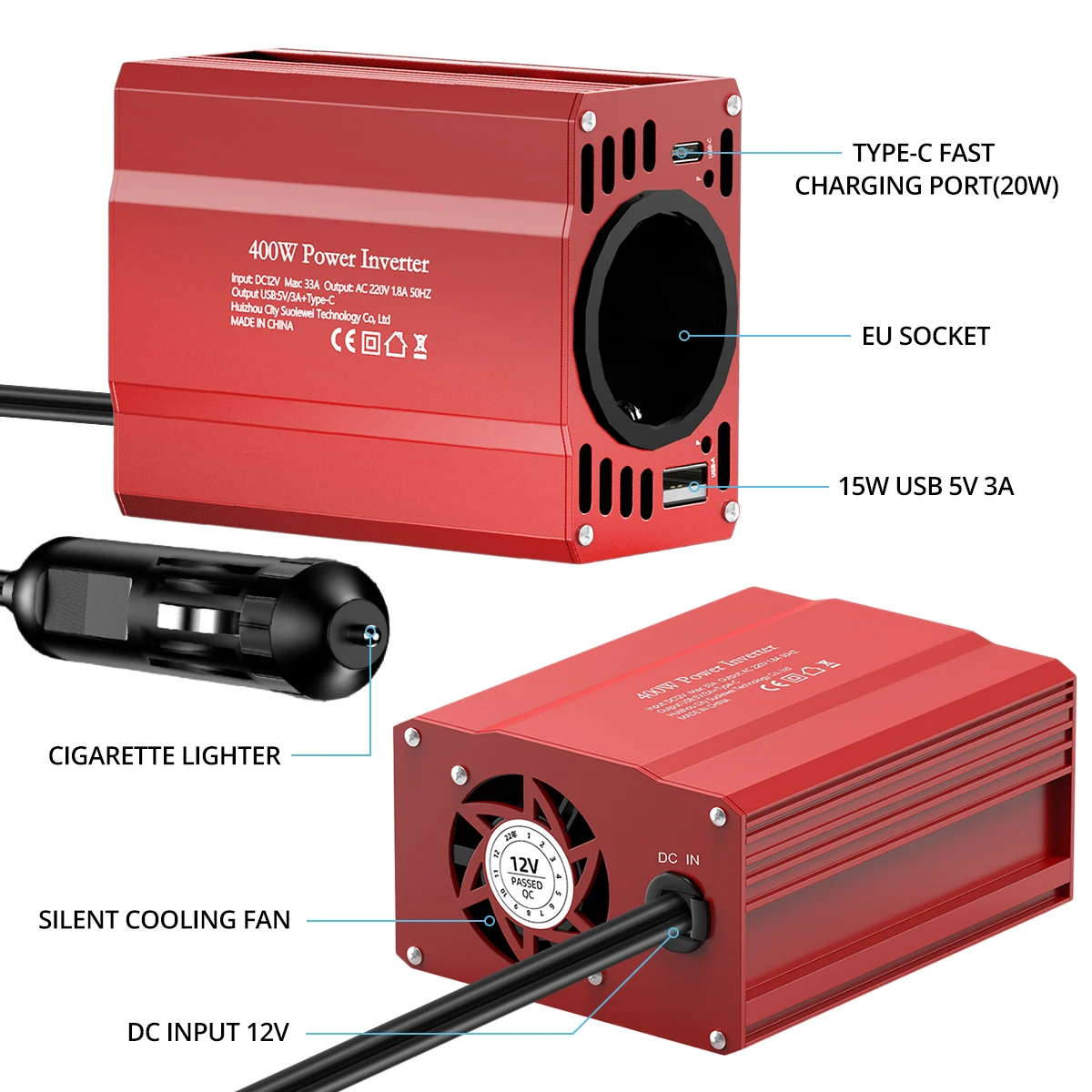 Multiuse DC12V to AC 220V 400W Solar Inverter View 2