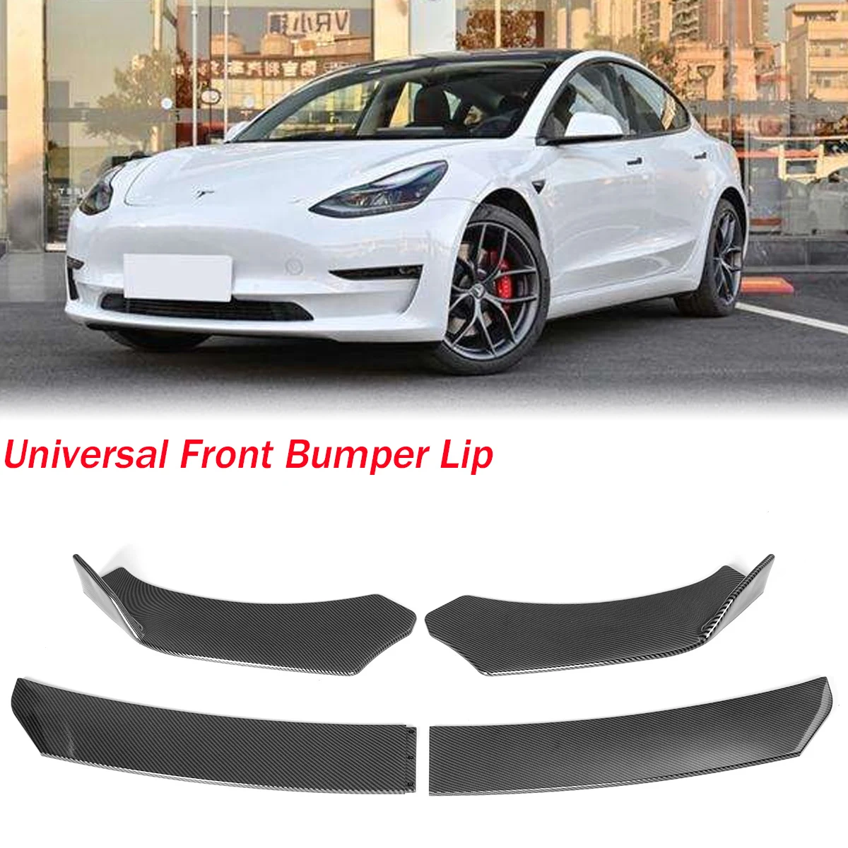 4X Paraurti Anteriore Spoiler Laterale Splitter Body Kit Guard Universale Per Tesla Model 3 Bmw F10 F20 F30 E46 E60 E90 Accessori Per Auto