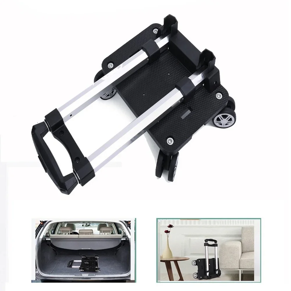 Portable 4/5 Wheel Trolley Rack Aluminum Alloy Foldable Pullling Rod Carrier for Student Backpack Pet Bag Load Bearing 15kg