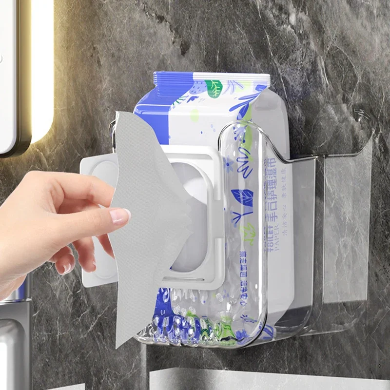 Wet Wipes Box Wall Mounted Tissue Box Non Punching Face Wash Towel Storage Suction Paper Large Opening And Large Capacity tissue box tissue dispenser wet tissue storage box tissue storage box