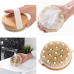 Natural Bristle Back Scrubber Wooden Massage Brush Bath Shower Skin SPA Care Body Exfoliator Scrub Exfoliating Scrub Containers