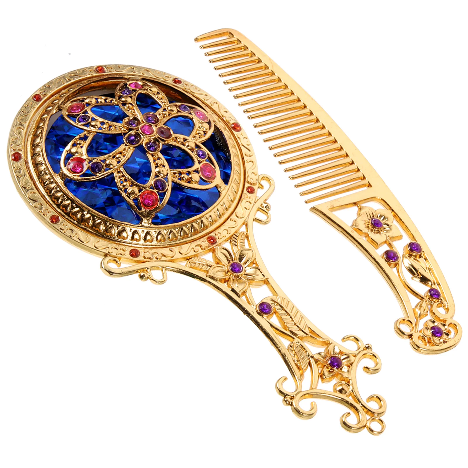 

Makeup Mirror Handheld Vintage Comb Handset Metal Retro Vanity Rusticpocket Mirrors Portable Foldable Compactand Mini Mirror