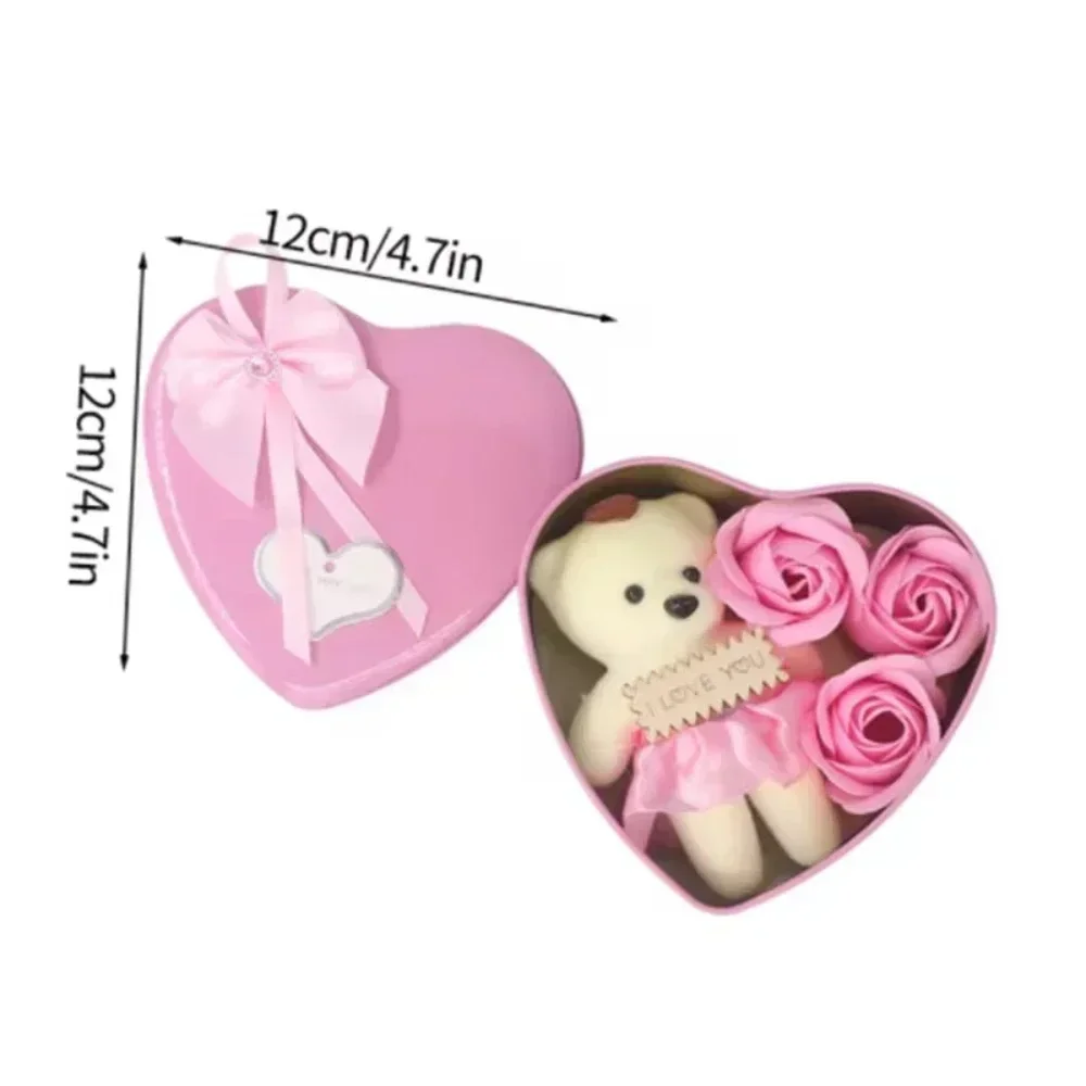 Valentines Day Rose Love Gift Box Bear Soap Romantic Mother Day Gift Wedding Birthday Flower Room Decoration Home Party Supplies 6