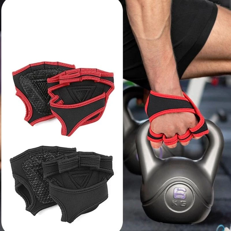 Gewichtheberhandschuhe für Männer und Frauen, Handflächenschutz, Halbfinger, Vierfinger, Fitness-Übungshandschuhe, 69HD – Detail 10