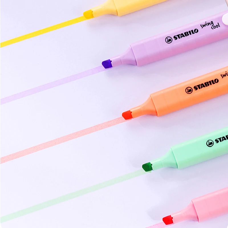 Stabilo Swing Cool Highlighters Pens Mark 1-4mm Pastel Colours for Graffiti Writing Drawing Office and Student Supplies images - 6