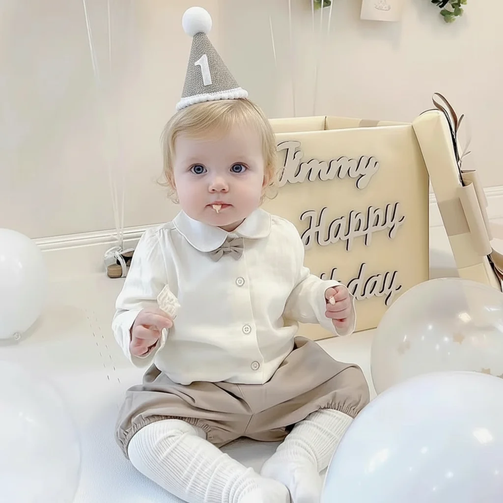 Felt 1st Birthday Crown Headband for Baby - Prince or Princess Celebration Prop