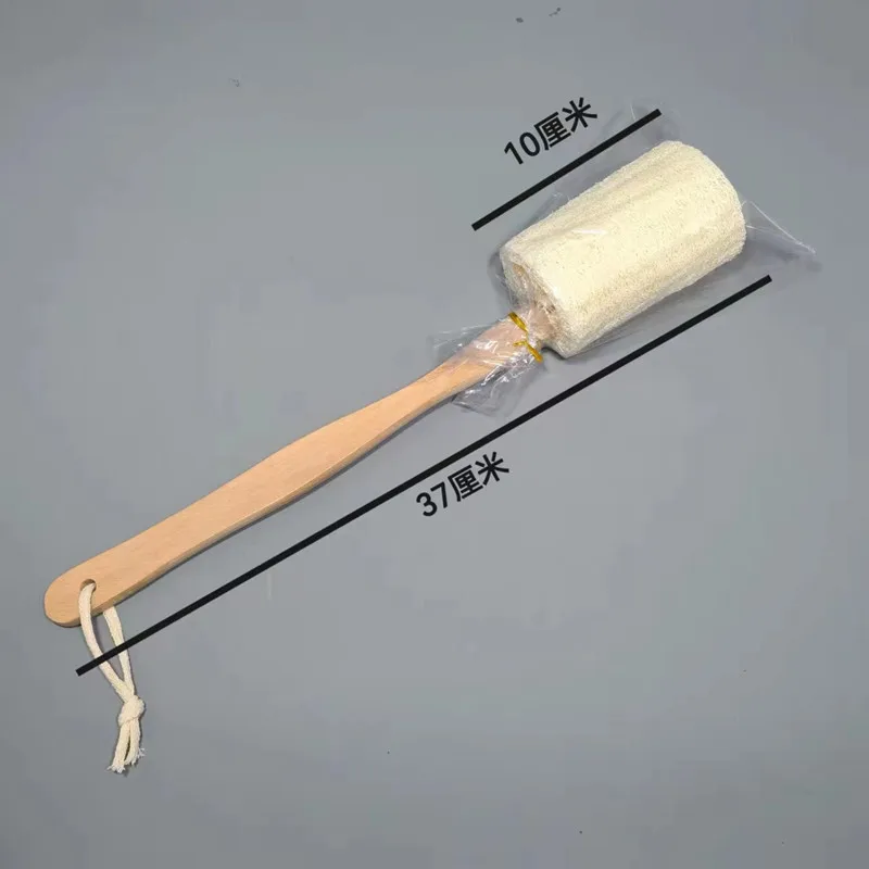 Natural Luffa Rolling Back Brush Hot Selling Handheld Long Handle Massage Brush Rubbing Back Bath Brush Supplies