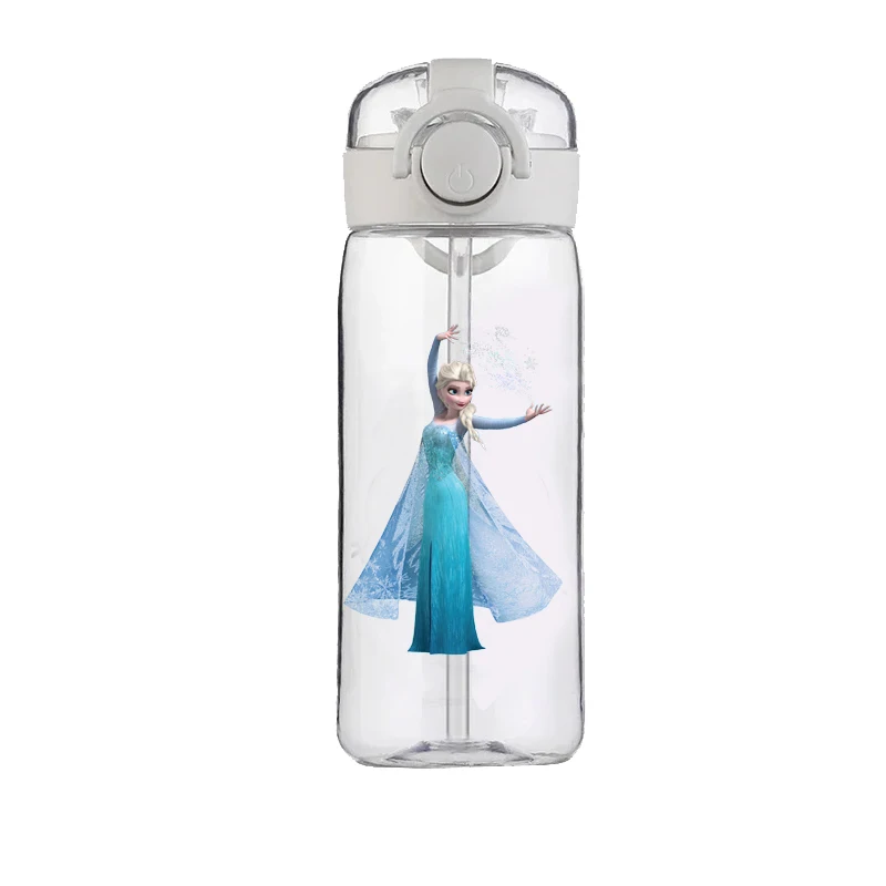 Cartoon Disney Straw Plastic Cup Large Capacity Couple Student Cute Simple Portable Frozen Anime Easy Cup Birthday Gift 400ML 6