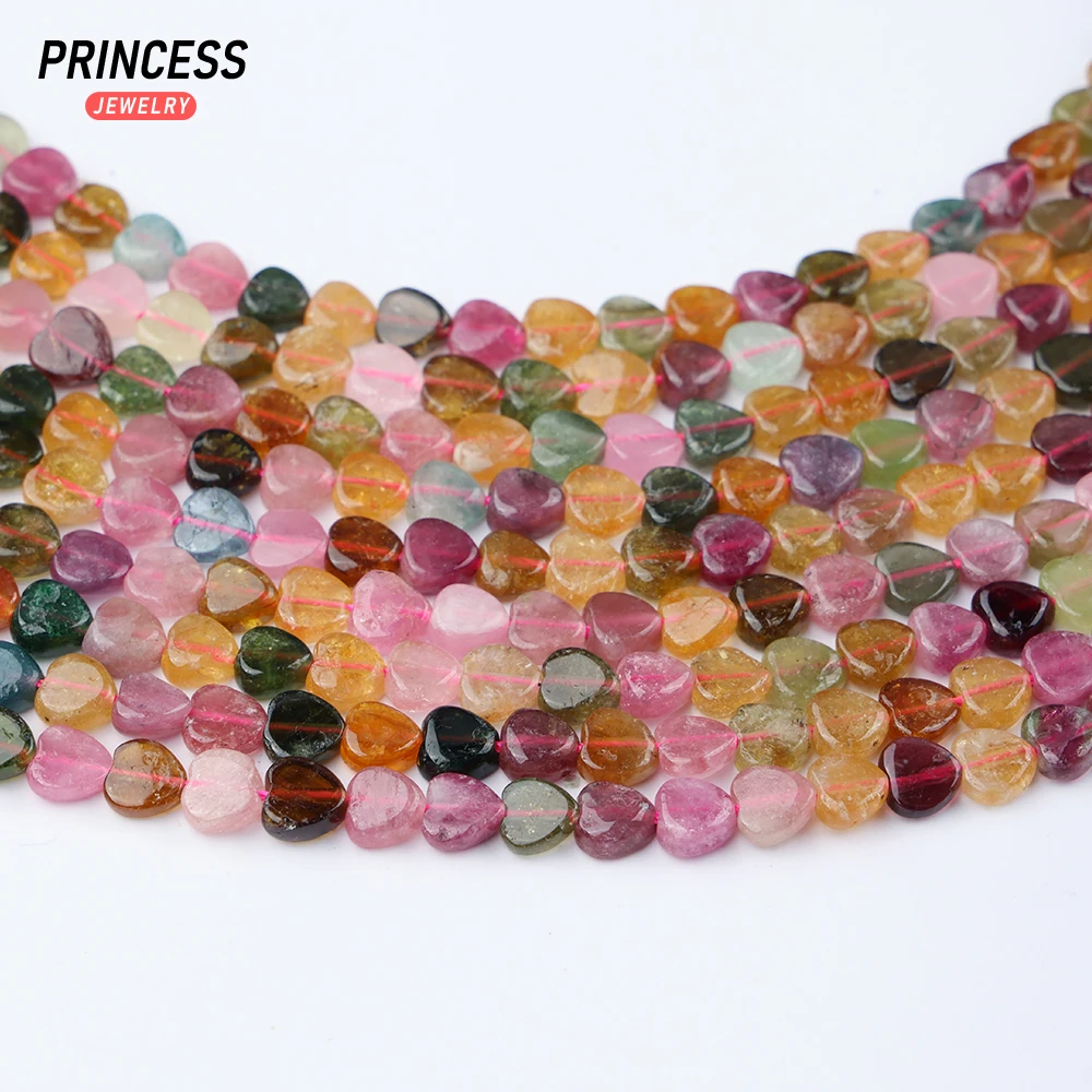 Clearance Natural Colorful Tourmaline 6mm Heart Beads Healing Crystal for Jewelry Making Bracelet DIY Accessories Wholessale 3