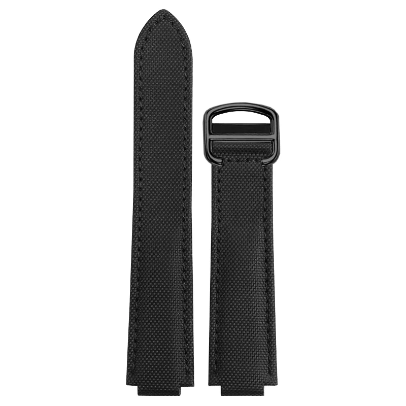 YOPO New Black Waterproof Canvas Men's And Women's Watch Chain, Folding  Buckle  Convex  Mouth Woven Nylon Watchband 20x8 16x9mm