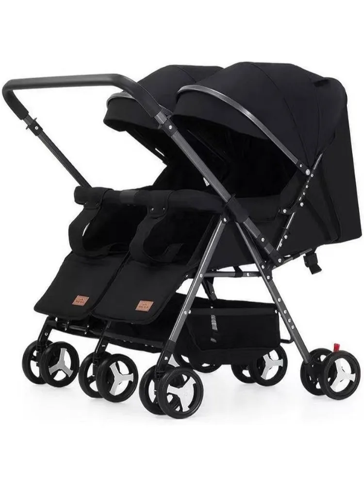 Double Stroller for Twins Lightweight Foldable No Assembly Required Reclining Seats Canopy One Hand Fold Design Travel