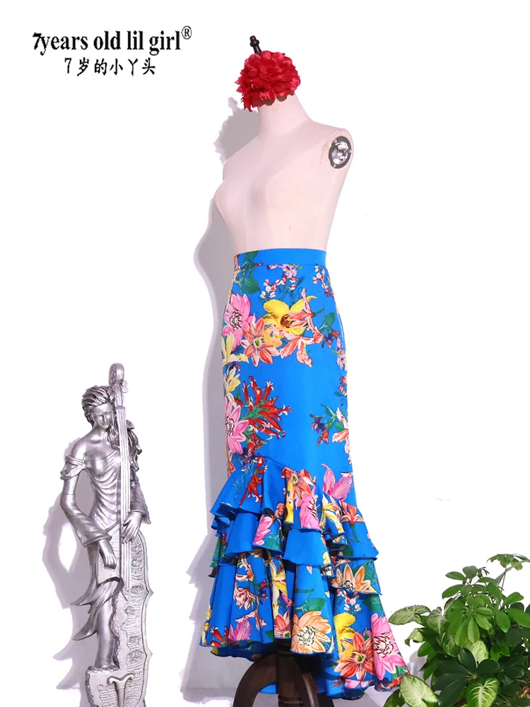 Spanish Flamenco Costume Performor Skirt Women Girl Gyspy